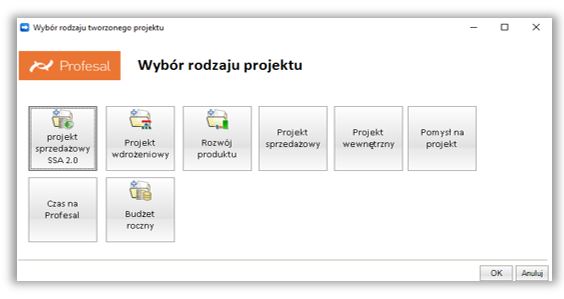 Prime wybr rodzaju projektu